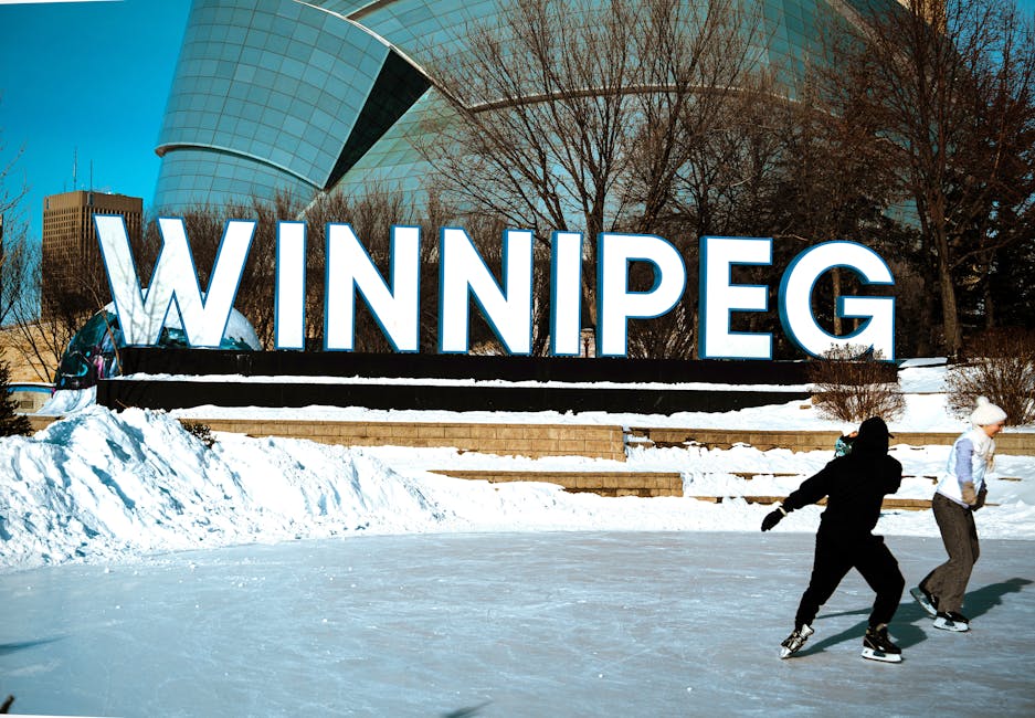 Winnipeg ice skating sign Manitoba Canada