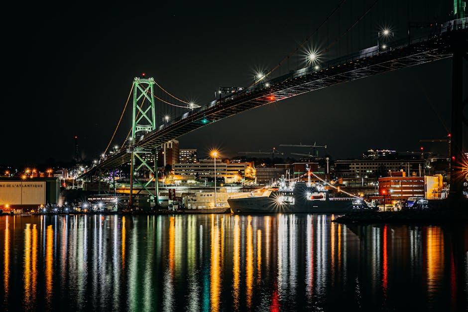 Macdonald Bridge and Halifax harbour at night, Nova Scotia - personal loans Nova Scotia
