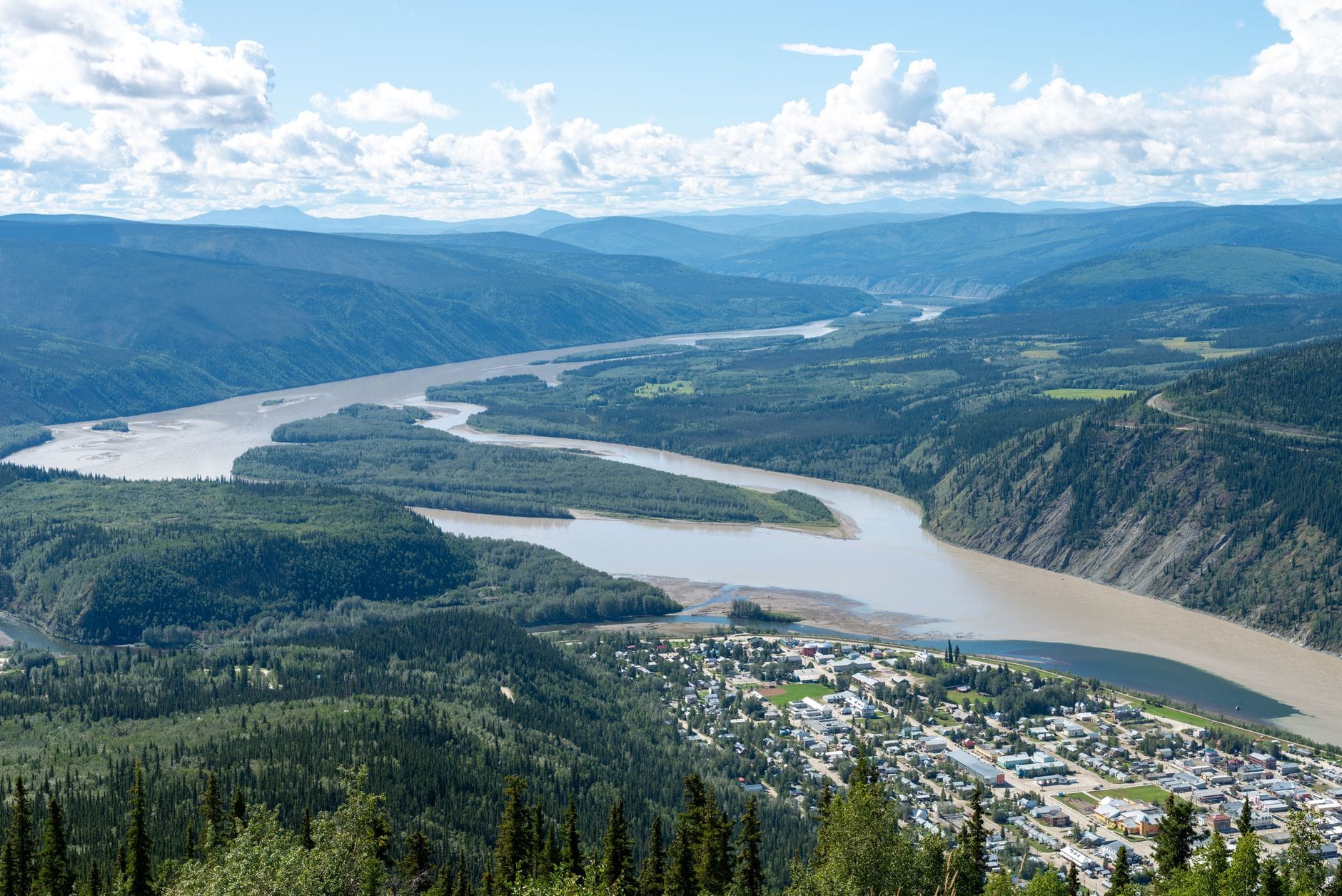 Aerial view of Dawson City and the Yukon River, Canada - online personal loans Yukon