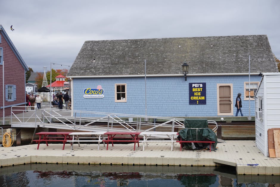 Charlottetown waterfront with the Cows Creamery, Prince Edward Island - online personal loans PEI