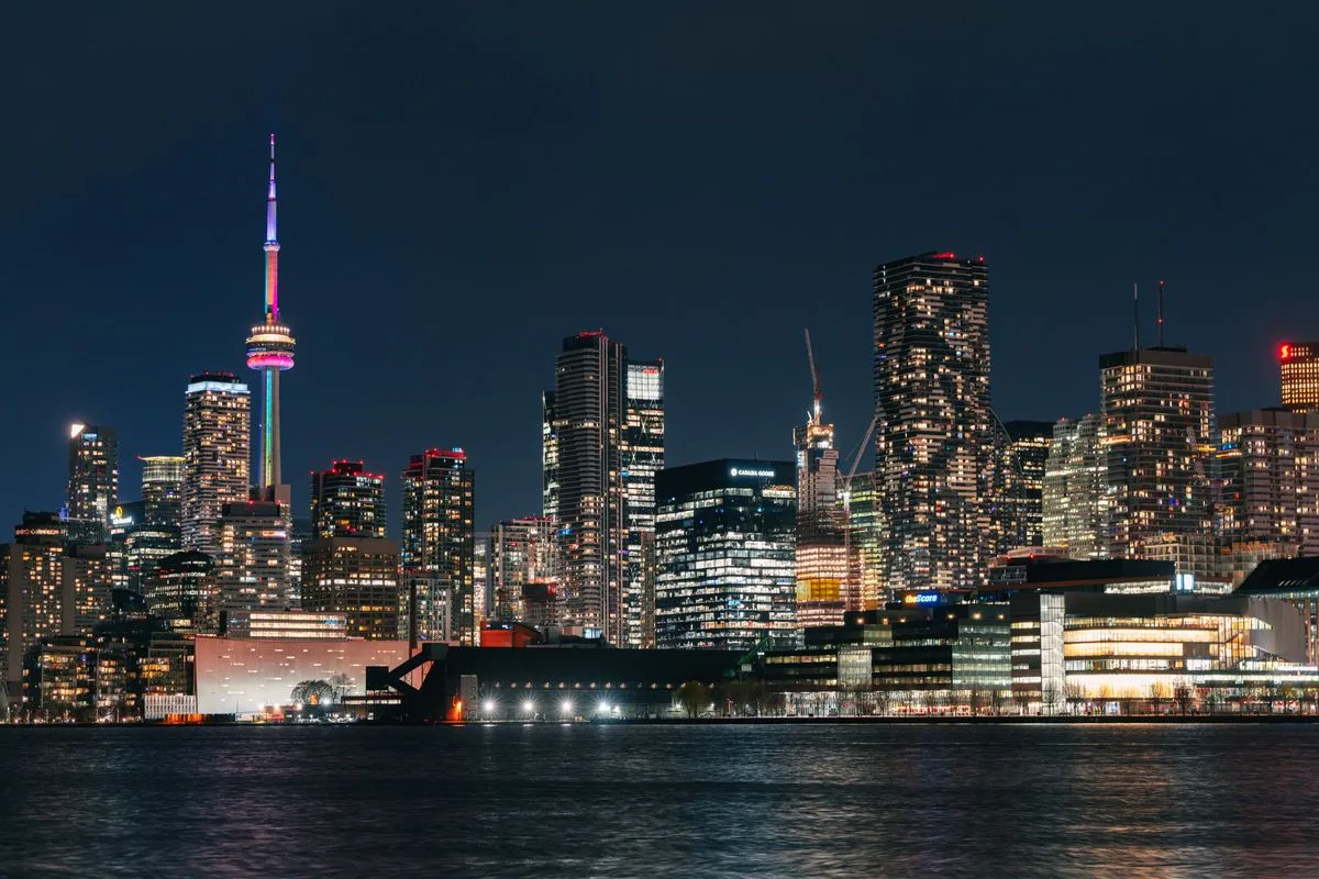 Toronto skyline at night representing 10000 loans available across Canada