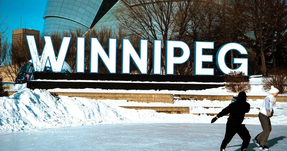 Winnipeg sign at The Forks with skaters - installment loans Winnipeg borrowers compare online