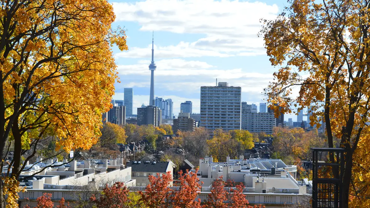 Toronto skyline with the CN Tower in autumn, Canada